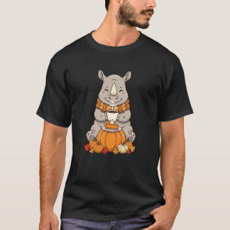 Camiseta Café Rinoceronte Divertido Acción de Gracias Otoño