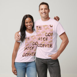 Camiseta Café rosa y oro