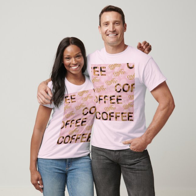 Camiseta Café rosa y oro (Unisexo)