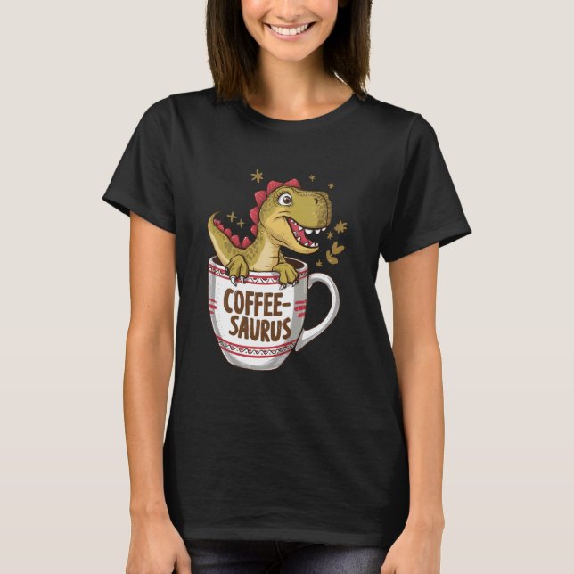 Camiseta Café Saurus Dinosaur Coffee Lover Art 3 (Anverso)