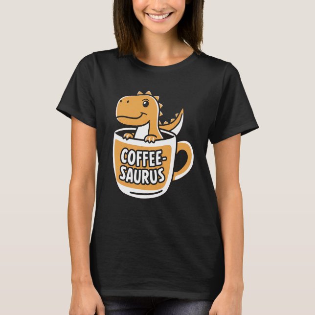 Camiseta Café Saurus Dinosaur Coffee Lover Art 4 (Anverso)