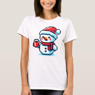 Camiseta Café Snowman - Navidades de arte pixel acogedor di