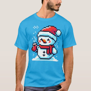Camiseta Café Snowman - Navidades de arte pixel acogedor di