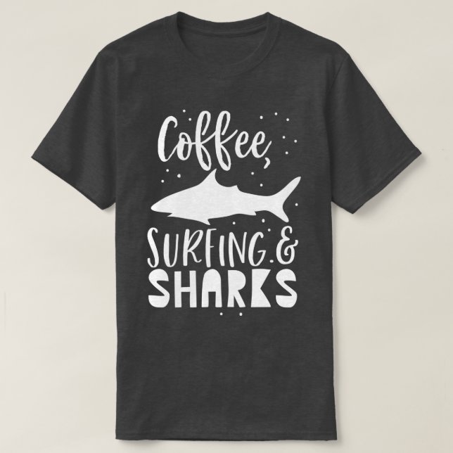 Camiseta Café Surfing y tiburones 2 (Diseño del anverso)
