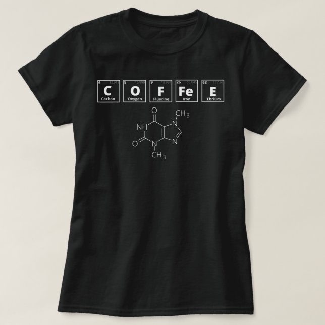 Camiseta Café - Tabla periódica (Diseño del anverso)