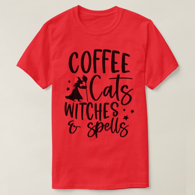 Camiseta Café Testigos de gatos y ortografía Halloween Vibe (Diseño del anverso)