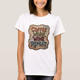 Camiseta CAFÉ TRABAJO VINO REPITE Naranja Fresca