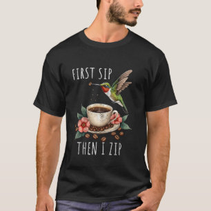Camiseta Café Vintage Colibrí Cremallera Retro Café Pájaro
