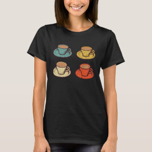 Camiseta Café Vintage de estilo retro con tazas de café