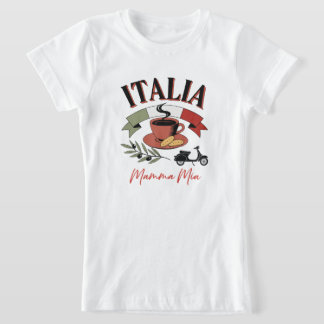 Camiseta Café Vintage Italia, Scooter Retro y Mamma Mia