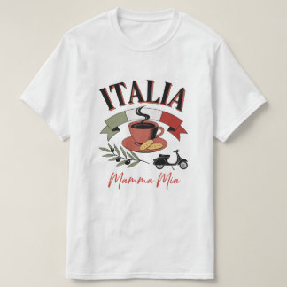 Camiseta Café Vintage Italia, Scooter Retro y Mamma Mia