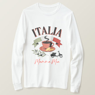 Camiseta Café Vintage Italia, Scooter Retro y Mamma Mia