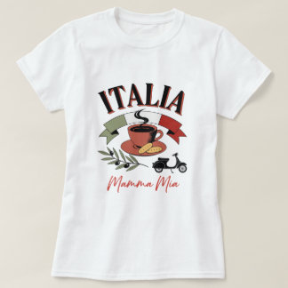 Camiseta Café Vintage Italia, Scooter Retro y Mamma Mia