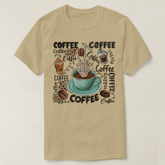 Camiseta Café Western Coffee Skeleton Hand Coffee Amantes (Diseño del anverso)