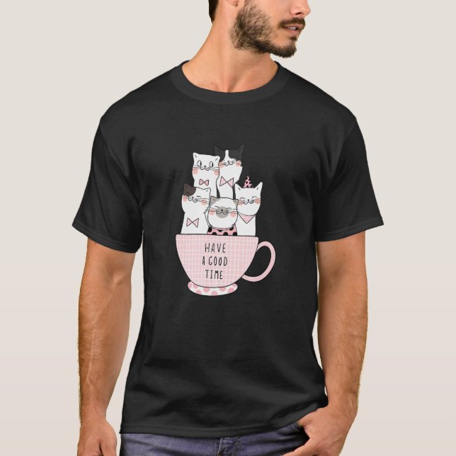 Camiseta Café y Baristas en el buen momento de los gatos (Anverso)