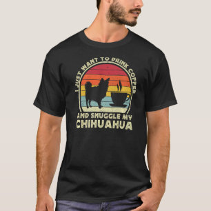 Camiseta Café Y Chihuahua Larga Cabello Haitiano Perro Chiw