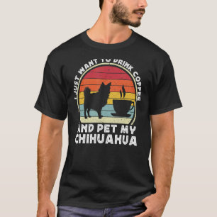 Camiseta Café Y Chihuahua Larga Cabello Haitiano Perro Chiw