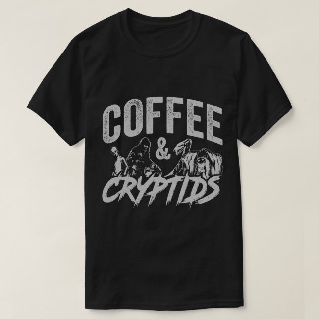 Camiseta Café y criptografía - Pie grande, Mothman, Nessie, (Diseño del anverso)