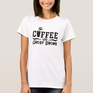Camiseta Café Y Fantasma Muestran Cazadores De Fantasma