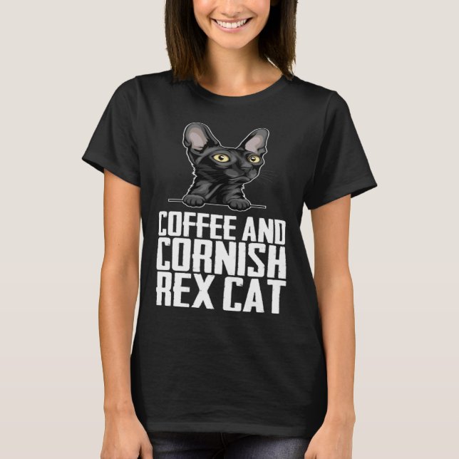 Camiseta Café y gato cornish rex (Anverso)