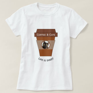 Camiseta Café y gatos de personalizable - La vida es dulce