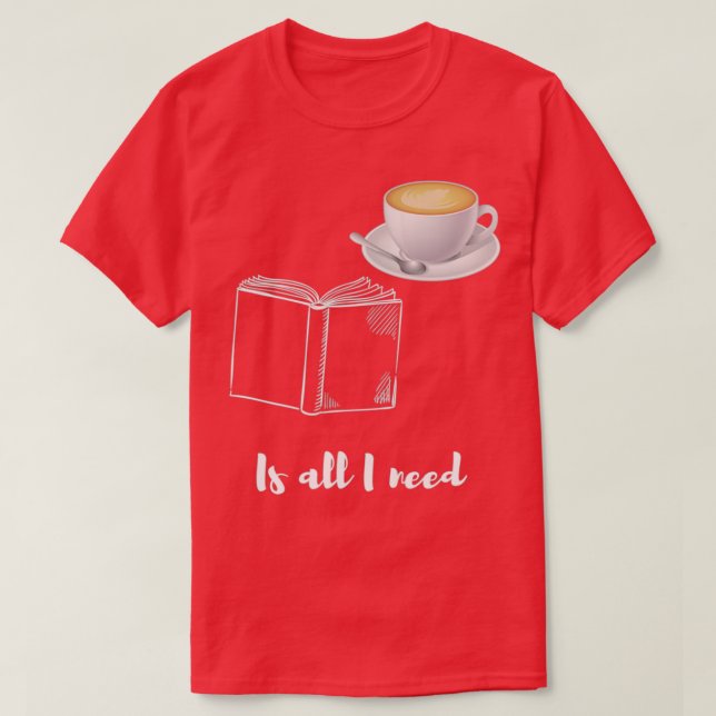 Camiseta Café y libro Café Unissex Hombres Campeón Mujeres (Diseño del anverso)