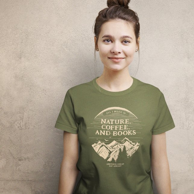 Camiseta Café y libros de la naturaleza (Subido por el creador)