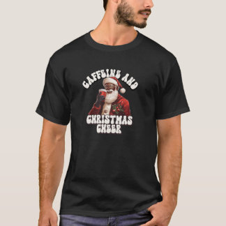Camiseta Café y Navidades con cafeína y Santa