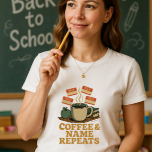 Camiseta Café y nombre repiten profesor; introducción a la