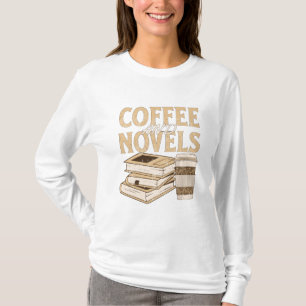 Camiseta café y novela divertido libro vintage lectura