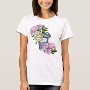Camiseta Café y peonías