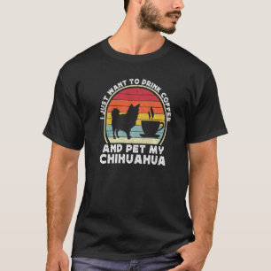 Camiseta Café y perro Chiwawa de pelo largo Chihuahua