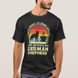 Camiseta Café y perro pastor alemán Retro GSP papá M