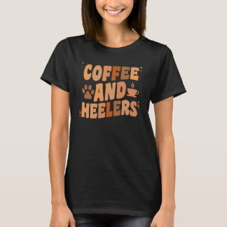 Camiseta Café y talones perro rojo azul ganado australiano
