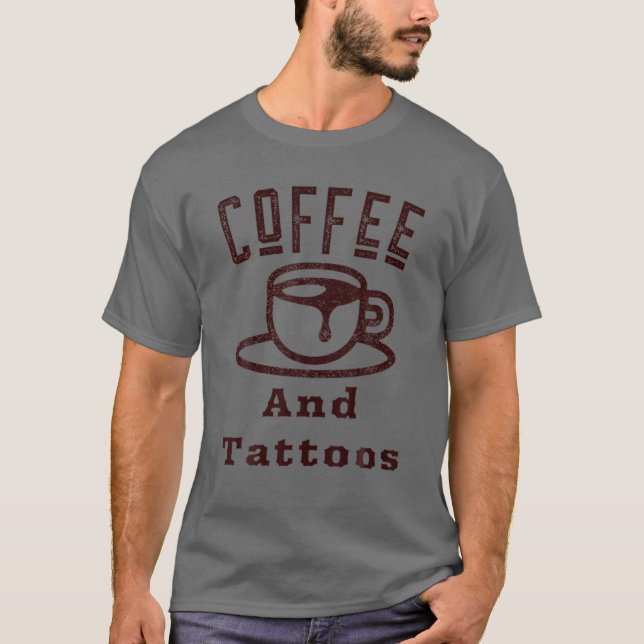 Camiseta Café Y Tatuajes Graciosos (Anverso)