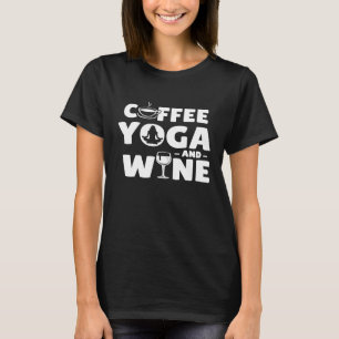 Camiseta Café Yoga Y Vino Gracioso Premium