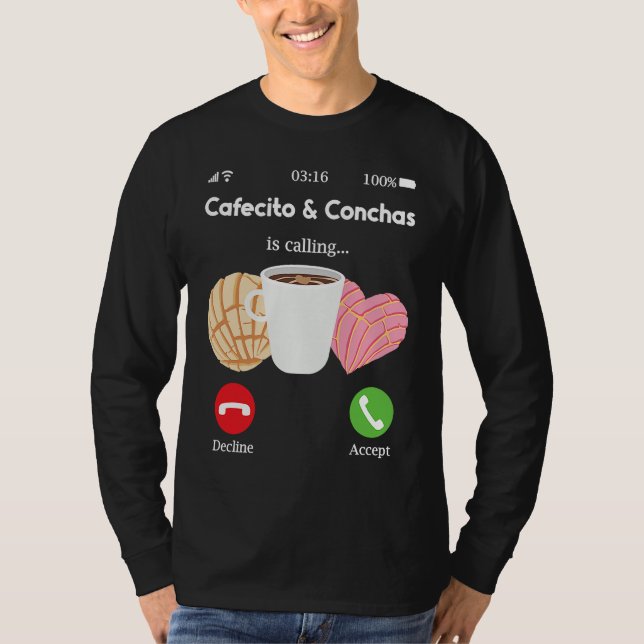 Camiseta Cafecito Cafe Conchas  Cute Spanish Pun Coffee (Anverso)