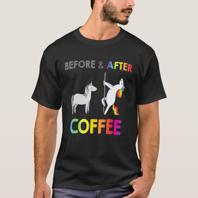 Camiseta Cafeína De Unicornio Antes Del Café (Anverso)