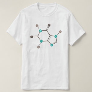 Camiseta cafeína molecular de granos de café
