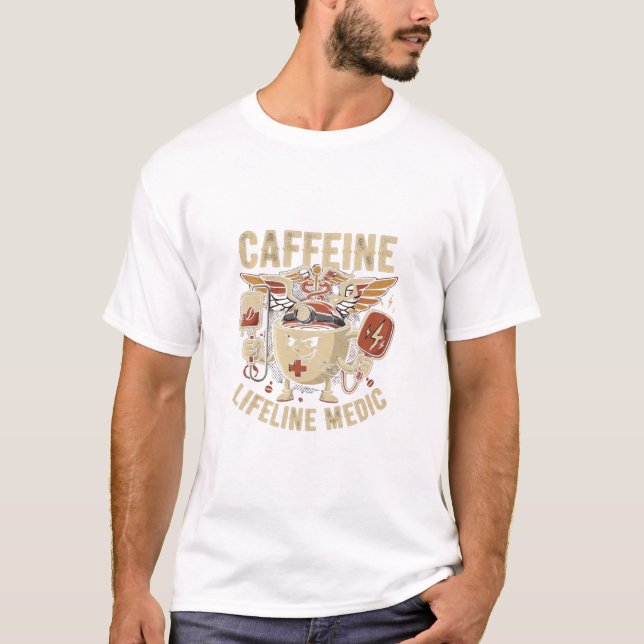 Camiseta Cafeína Salvavidas Médico (Anverso)