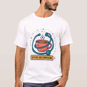 Camiseta Cafeína y Compasión Enfermera Café Estetoscopio
