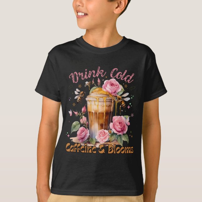 Camiseta Cafeína y florecimiento: Descanso de café helado (Anverso)