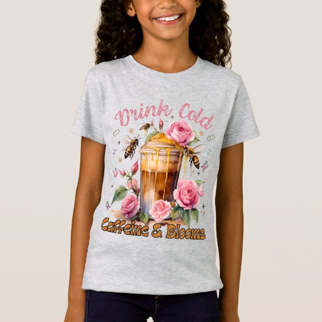 Camiseta Cafeína y florecimiento: Descanso de café helado (Anverso)