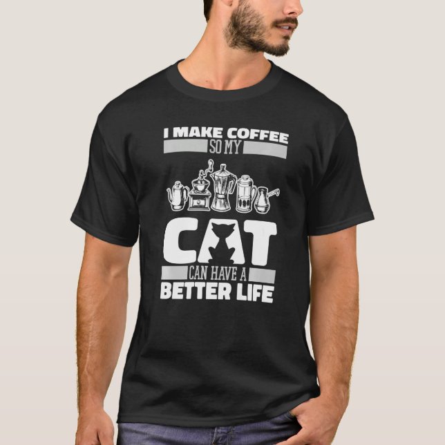 Camiseta Cafetera Artista Cat Cafe Bean Caffeine Barista (Anverso)