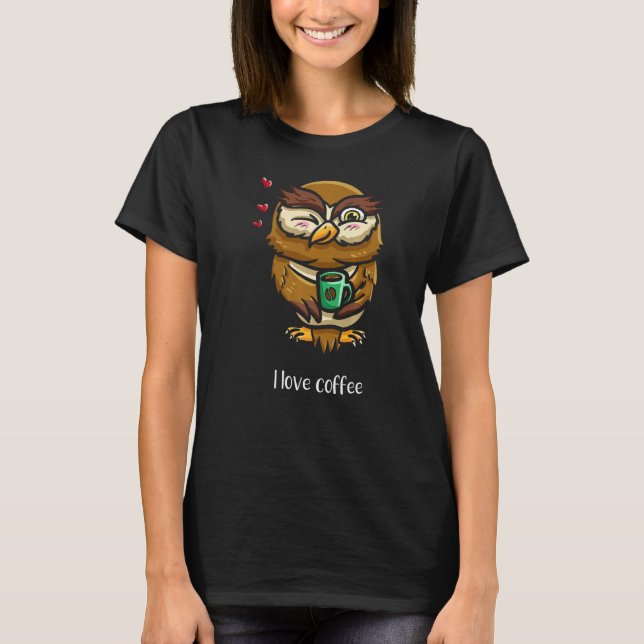 Camiseta Cafetera Lechuza Fauna Cafeína Drinker Noctur (Anverso)