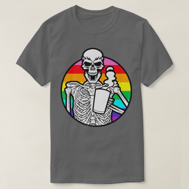 Camiseta Cafetería arcoiris Café Bebida Orgullo gay Hallowe (Diseño del anverso)