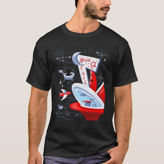 Camiseta Cafetería atómica Futurista Spaceport Mid Century (Anverso)