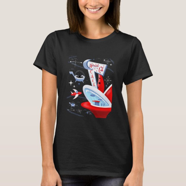 Camiseta Cafetería atómica retro futurista (Anverso)