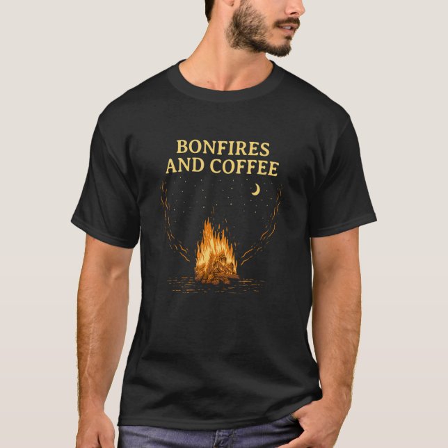 Camiseta Cafetería de camping con hogueras y café (Anverso)