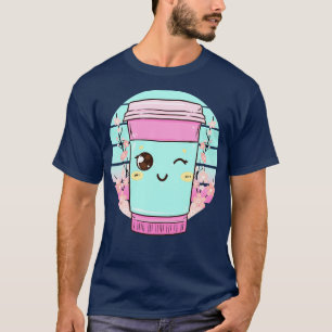 Camiseta Cafetería divertida Kawaii Copa Cafetería Japonesa